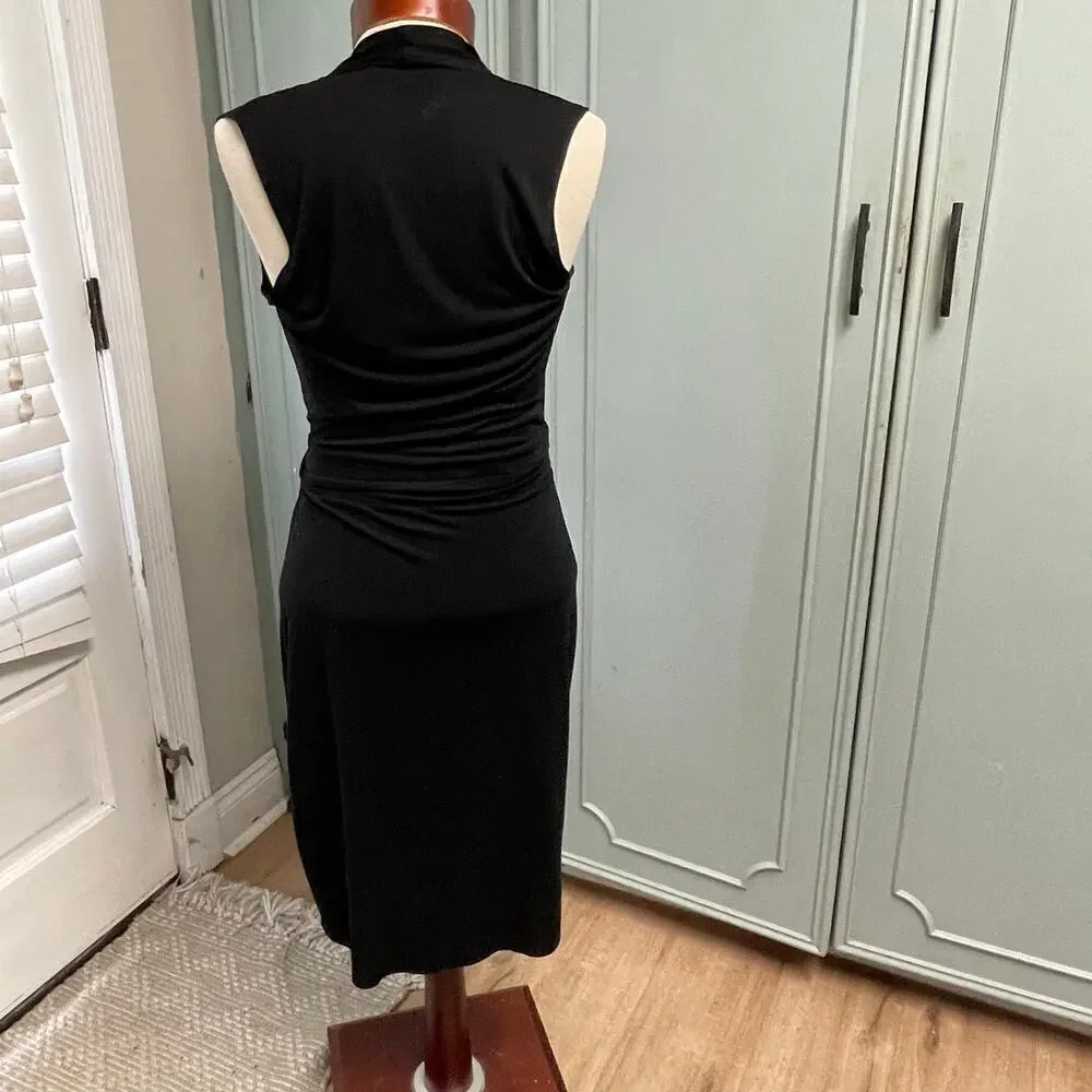 All Saints Black Wrap Dress Size 6 LBD - Picture 2 of 5